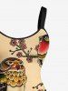 Plus Size Skull Bird Flower Branch Print Halloween Costume A Line Tank Dress -  