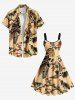 Plus Size Skull Bird Flower Branch Print Halloween Costume A Line Tank Dress -  