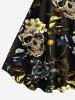 Plus Size Skull Flower Print Hawaii A Line Tank Dress -  