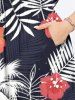Robe mi-longue trapèze grande taille à imprimé feuilles tropicales, cocotiers, fleurs d'hibiscus, style hawaïen, poches fendues - Bleu 6X