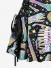 Colorful Ombre Skull Skeleton Bone Galaxy Print Halloween Costume Lace Up A Line Dress -  