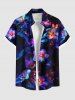 Flowers Leaf Neon Print Plus Size Matching Hawaii Beach Outfit For Couples -  