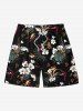 Matching Hawaii Shirt Shorts and Romper Plus Size Beach Outfit Tropical Leaf Hibiscus Flower Print For Couples -  