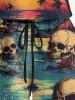 Halloween Costume Matching Hawaii Shirt and Romper Plus Size Beach Outfit Coconut Tree Skulls Sun Seascape Printed for Couples -  