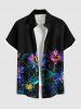 Daisy Flowers Leaf Neon Print Plus Size Matching Hawaii Beach Outfit For Couples -  