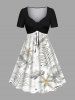 Tropical Leaf Flowers Print Plus Size Matching Hawaii Beach Outfit For Couples -  