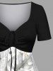 Tropical Leaf Flowers Print Plus Size Matching Hawaii Beach Outfit For Couples -  