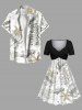 Tropical Leaf Flowers Print Plus Size Matching Hawaii Beach Outfit For Couples -  