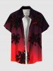 Tenue de plage hawaïenne assortie grande taille avec imprimé ciel ombré et cocotier pour couples - Rouge 