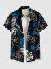 Tenue de plage hawaïenne assortie grande taille à imprimé feuilles tropicales et fleurs pour couples - Noir 