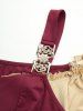 Robe de serveuse de taverne grande taille, style médiéval Renaissance, à carreaux, patchwork et lacets. - Rouge foncé 1X | US 14-16