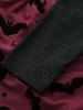 Haut d'Halloween 2 en 1 à manches longues et capuche, motif chauve-souris, lune, étoile, patchwork, pointelle croisée, évider, jacquard, grande taille - Rouge foncé M | US 10