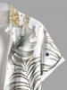 Plus Size Tropical Leaf Flowers Print Buttons Pocket Hawaii Shirt For Men -  