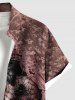 Chemise à boutons et poches pour homme, grande taille, motif tête de mort, roses, fleurs, toile d'araignée - Noir L