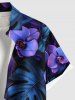 Plus Size Phalaenopsis Flowers Tropical Leaf Print Buttons Pocket Hawaii Shirt For Men -  