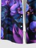 Chemise hawaïenne grande taille à imprimé feuilles tropicales et fleurs de phalaenopsis, avec poches et boutons, pour homme - Noir L