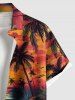 Plus Size Halloween Costume Coconut Tree Skulls Sun Seascape Print Buttons Pocket Hawaii Shirt For Men -  