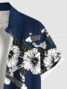 Plus Size Hibiscus Flowers Leaf Fish Tropical Print Buttons Pocket Hawaii Shirt For Men -  