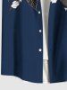 Plus Size Hibiscus Flowers Leaf Fish Tropical Print Buttons Pocket Hawaii Shirt For Men -  