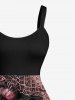 Plus Size Halloween Costume Skulls Rose Flowers Spider Web Print Tank Dress -  