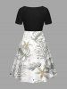 Robe hawaïenne cintrée grande taille à imprimé feuilles tropicales et fleurs - Blanc XXS