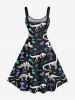 Plus Size Halloween Costume Coconut Tree Leaf Fish Dinosaur Skeleton Print Hawaii Tank Dress -  