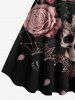 Plus Size Halloween Costume Skulls Rose Flowers Spider Web Print Tank Dress -  