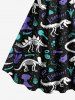 Robe débardeur hawaïenne grande taille pour Halloween, motif feuilles de cocotier, poisson, dinosaure et squelette - Bleu profond 6X