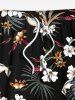 Plus Size Tropical Leaf Hibiscus Flower Print Hawaii Drawstring Beach Shorts For Men -  