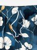Plus Size Flower Leaf Branch Ombre Print Hawaii Drawstring Pocket Beach Shorts For Men -  