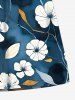 Plus Size Flower Leaf Branch Ombre Print Hawaii Drawstring Pocket Beach Shorts For Men -  