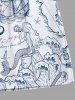 Plus Size Octopus Mermaid Ship Rudder Sea Waves Cruise Print Hawaii Beach Shorts For Men -  