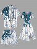 Plus Size Octopus Mermaid Ship Rudder Sea Waves Cruise Print Hawaii Beach Shorts For Men -  