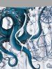 Plus Size Octopus Mermaid Ship Rudder Sea Waves Cruise Print Hawaii Beach Shorts For Men -  