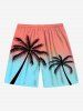 Plus Size Coconut Tree Ombre Colorblock Print Hawaii Beach Shorts For Men -  