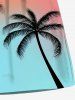 Plus Size Coconut Tree Ombre Colorblock Print Hawaii Beach Shorts For Men -  
