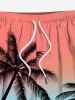 Plus Size Coconut Tree Ombre Colorblock Print Hawaii Beach Shorts For Men -  