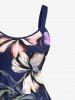 Plus Size Tropical Leaf Hibiscus Flower Print Hawaii A Line Tank Dress -  