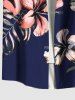 Chemise hawaïenne grande taille à imprimé feuilles tropicales et fleurs d'hibiscus pour homme - Bleu profond XL