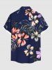 Chemise hawaïenne grande taille à imprimé feuilles tropicales et fleurs d'hibiscus pour homme - Bleu profond 2XL