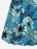 Plus Size Tropical Leaf Hibiscus Flower Print Hawaii Surplice A Line Cami Dress -  