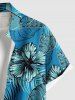 Chemise hawaïenne grande taille à imprimé feuilles tropicales et fleurs d'hibiscus pour homme - Bleu 5XL