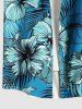Chemise hawaïenne grande taille à imprimé feuilles tropicales et fleurs d'hibiscus pour homme - Bleu 5XL