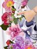 Plus Size Colorful Flower Skull Print Hawaii Split Pocket A Line Midi Dress -  