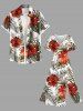 Plus Size Tropical Leaf Hibiscus Flower Print Hawaii Split Pocket A Line Midi Dress -  