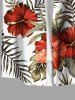 Plus Size Tropical Leaf Hibiscus Flower Print Hawaii Button Pocket Shirt For Men -  