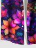 Plus Size Colorful Ombre Mermaid Scale Flower Print Hawaii Button Pocket Shirt For Men -  