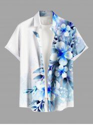 Chemise hawaïenne grande taille à imprimé fleurs et feuilles, avec poches et boutons, pour homme - Blanc XL