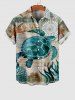 Starfish Turtle Seaweed Floral Print Plus Size Matching Hawaii Beach Outfit For Couples -  