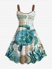Starfish Turtle Seaweed Floral Print Plus Size Matching Hawaii Beach Outfit For Couples -  